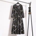 Golden Meadow Floral Midi Dress