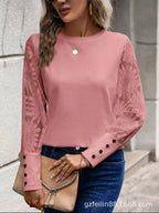 Top gofrado con mangas de encaje Coqueteo