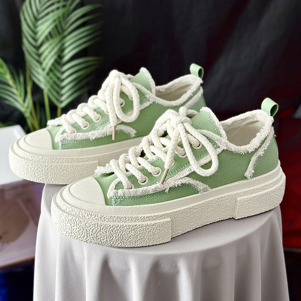 Weekend Edit Frayed Canvas Trainers