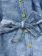 Denim Days Belted Puff-Sleeve Shirt