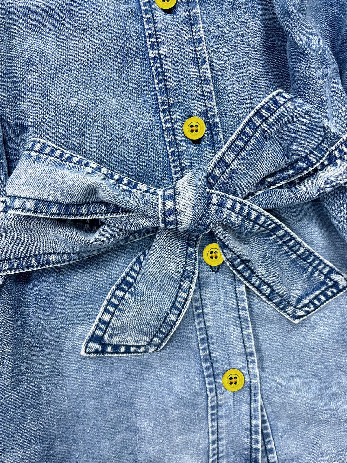 Denim Days Belted Puff-Sleeve Shirt