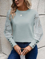 Top gofrado con mangas de encaje Coqueteo