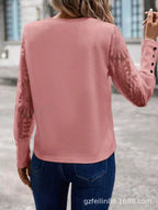 Top gofrado con mangas de encaje Coqueteo