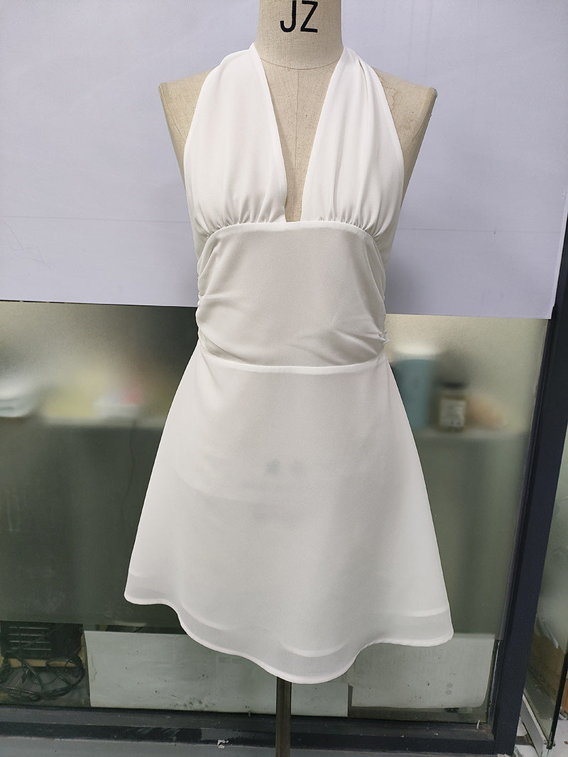 Stolen Glances Plunge Halter Mini Dress