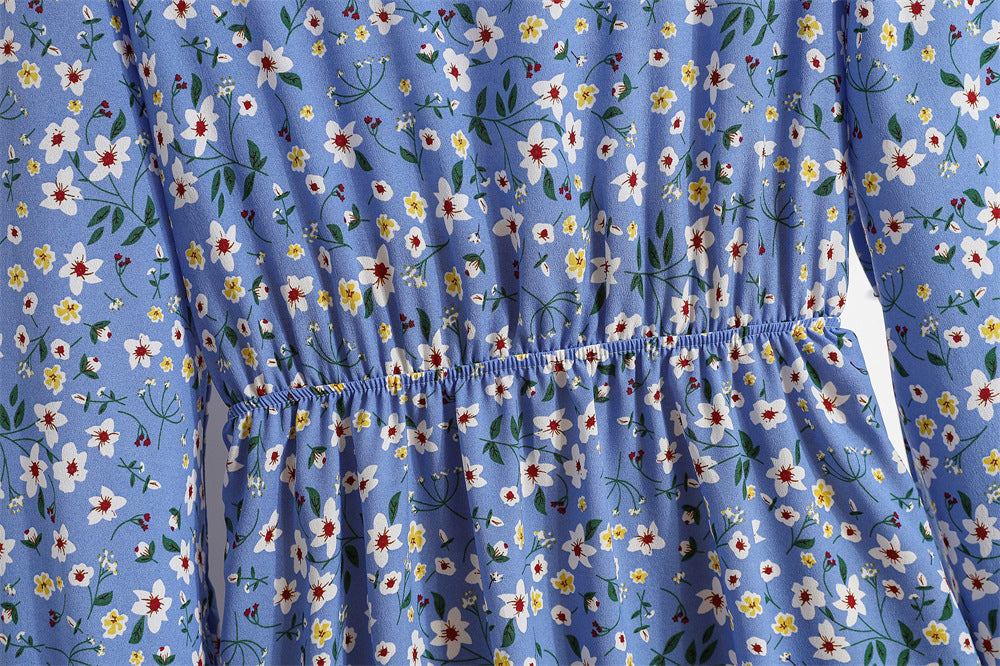 Golden Meadow Floral Midi Dress