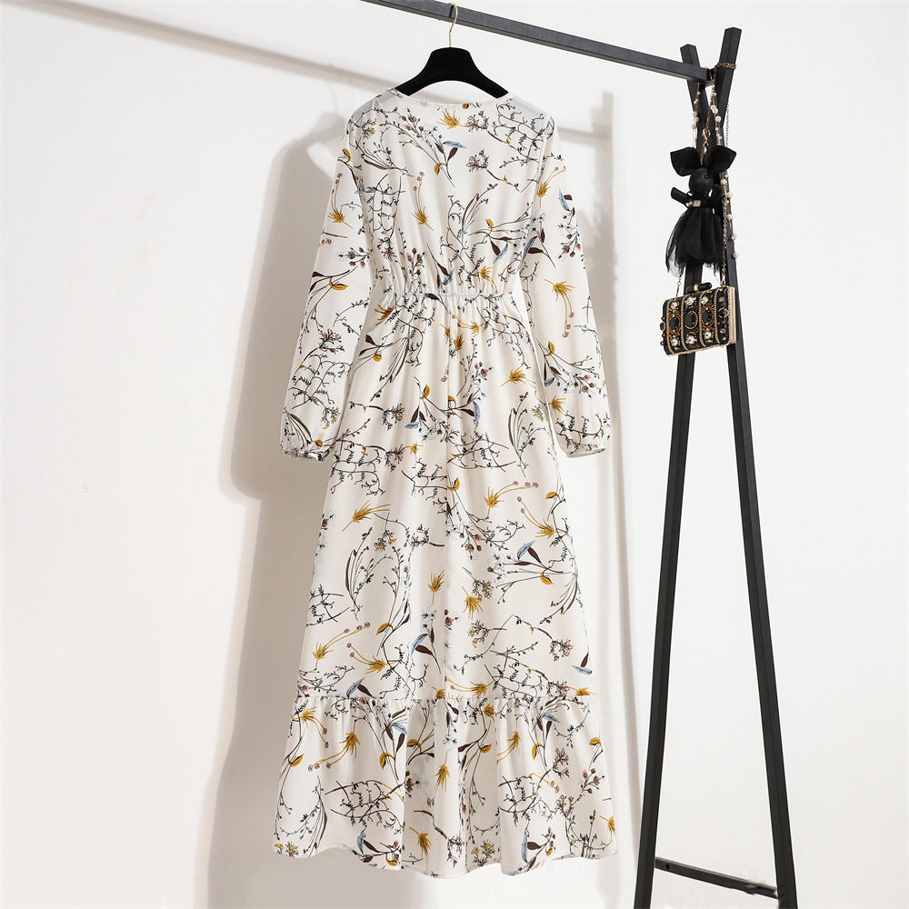 Golden Meadow Floral Midi Dress