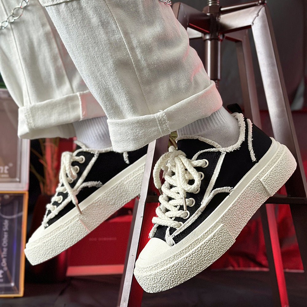 Weekend Edit Frayed Canvas Trainers