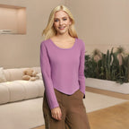 Soft Contour Scoop-Neck Long-Sleeve Top