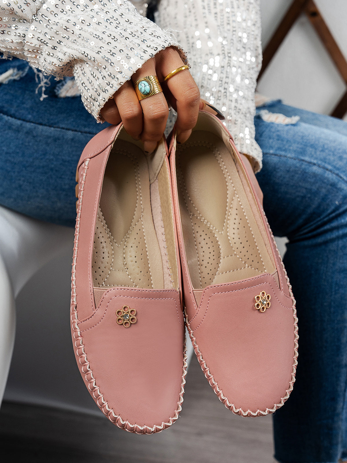 Petal Touch Stitched Loafers