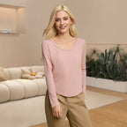 Soft Contour Scoop-Neck Long-Sleeve Top