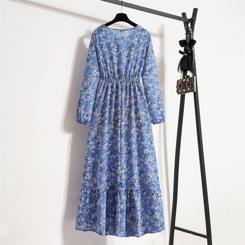 Golden Meadow Floral Midi Dress