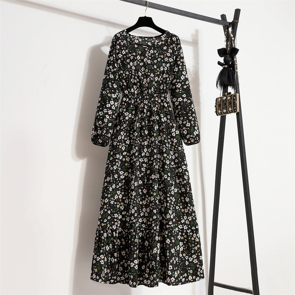 Golden Meadow Floral Midi Dress