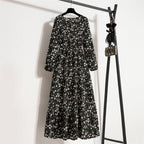 Golden Meadow Floral Midi Dress