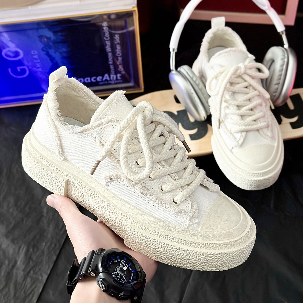 Weekend Edit Frayed Canvas Trainers