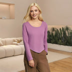 Soft Contour Scoop-Neck Long-Sleeve Top