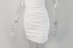 Moonlit Muse Ruched Halter Mini Dress
