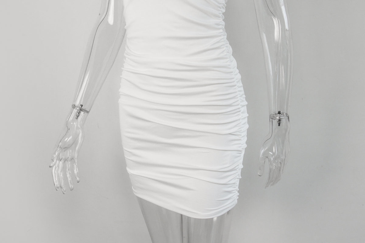 Moonlit Muse Ruched Halter Mini Dress
