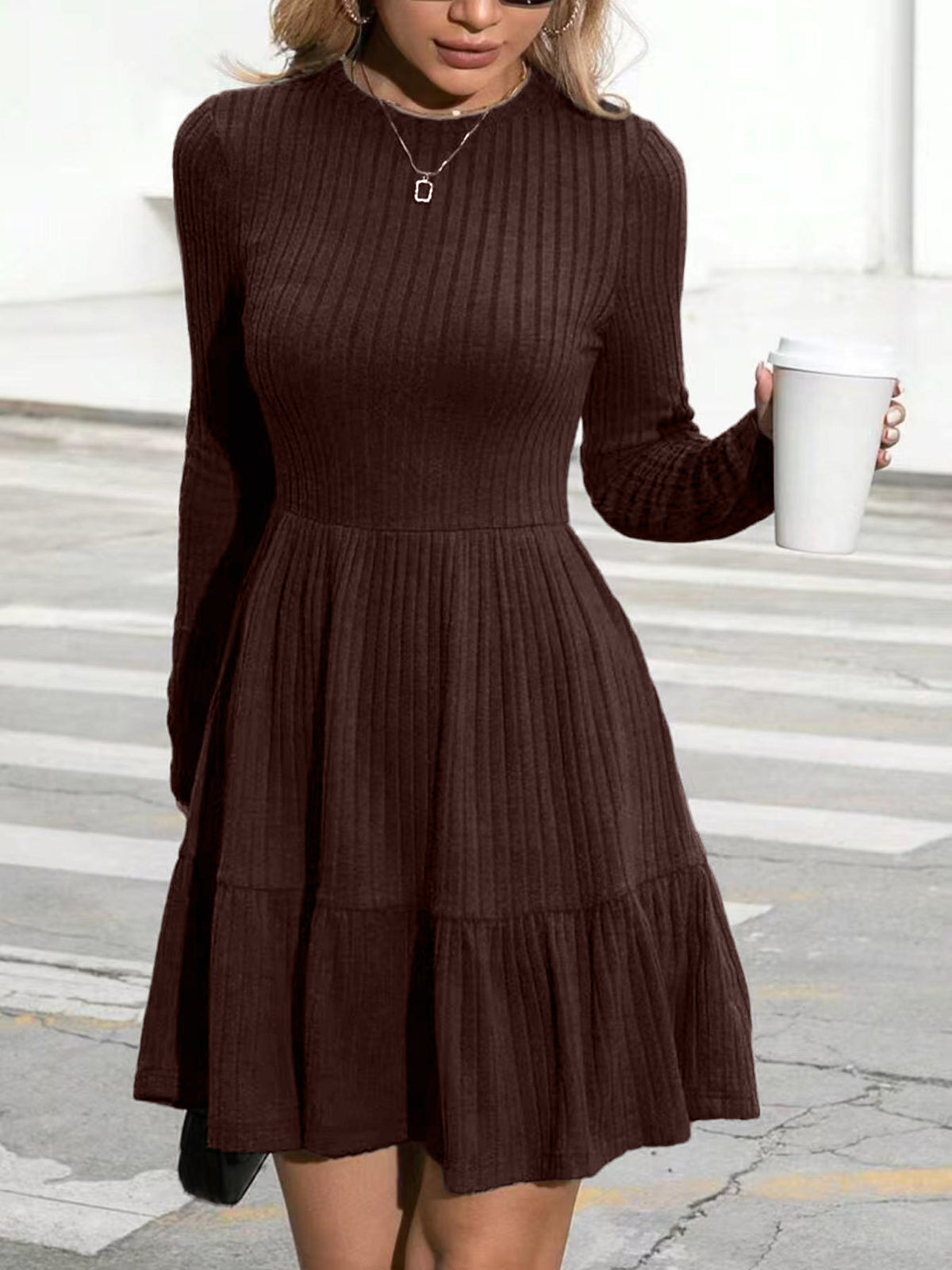 Sweet Temptation Ribbed Skater Dress