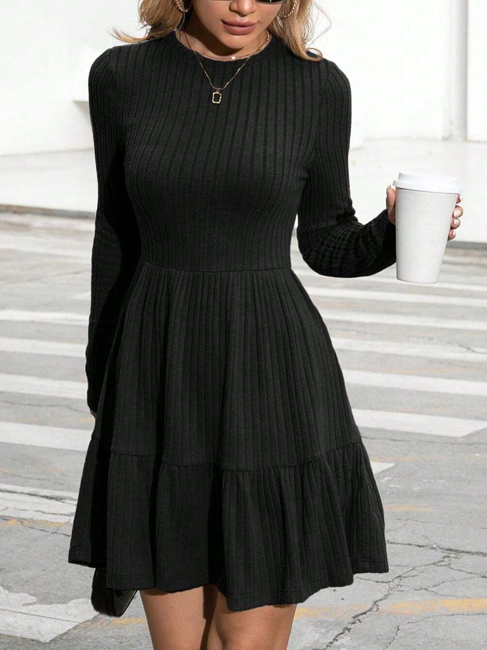 Sweet Temptation Ribbed Skater Dress