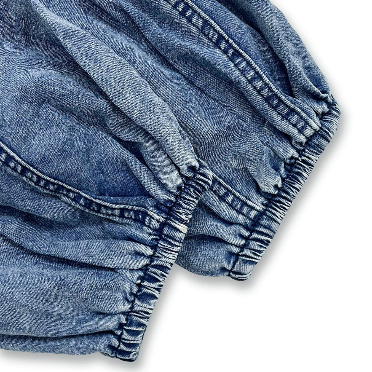 Denim Days Belted Puff-Sleeve Shirt