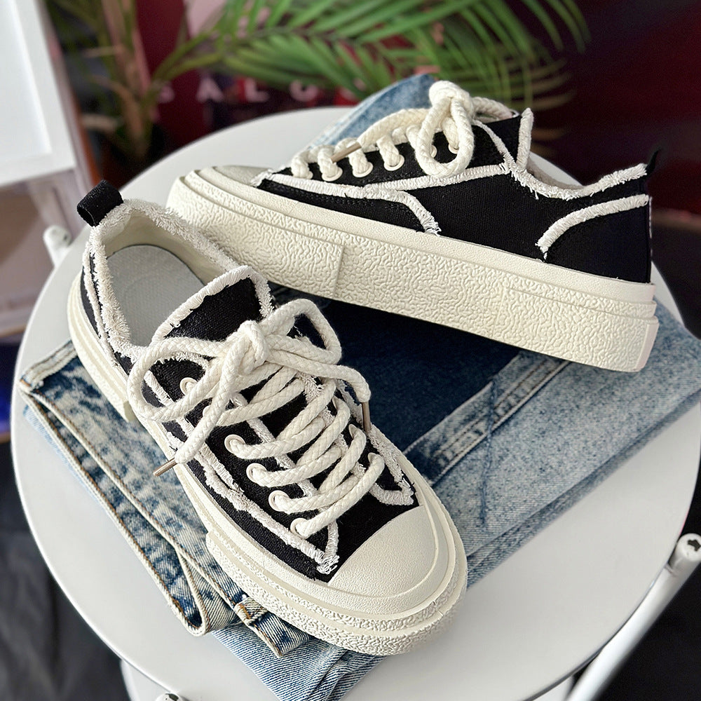 Weekend Edit Frayed Canvas Trainers