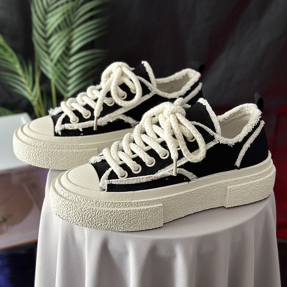 Weekend Edit Frayed Canvas Trainers