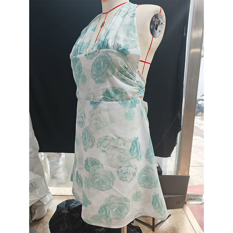 Stolen Glances Plunge Halter Mini Dress