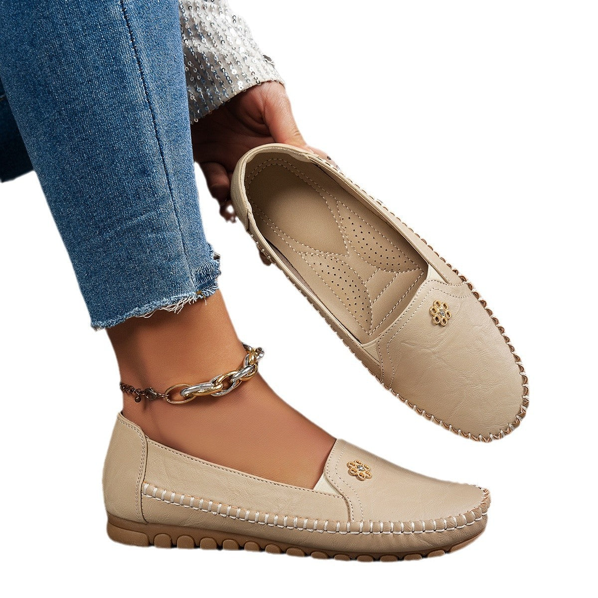 Petal Touch Stitched Loafers