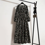 Golden Meadow Floral Midi Dress