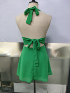 Stolen Glances Plunge Halter Mini Dress