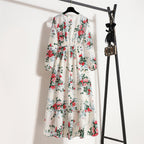 Golden Meadow Floral Midi Dress