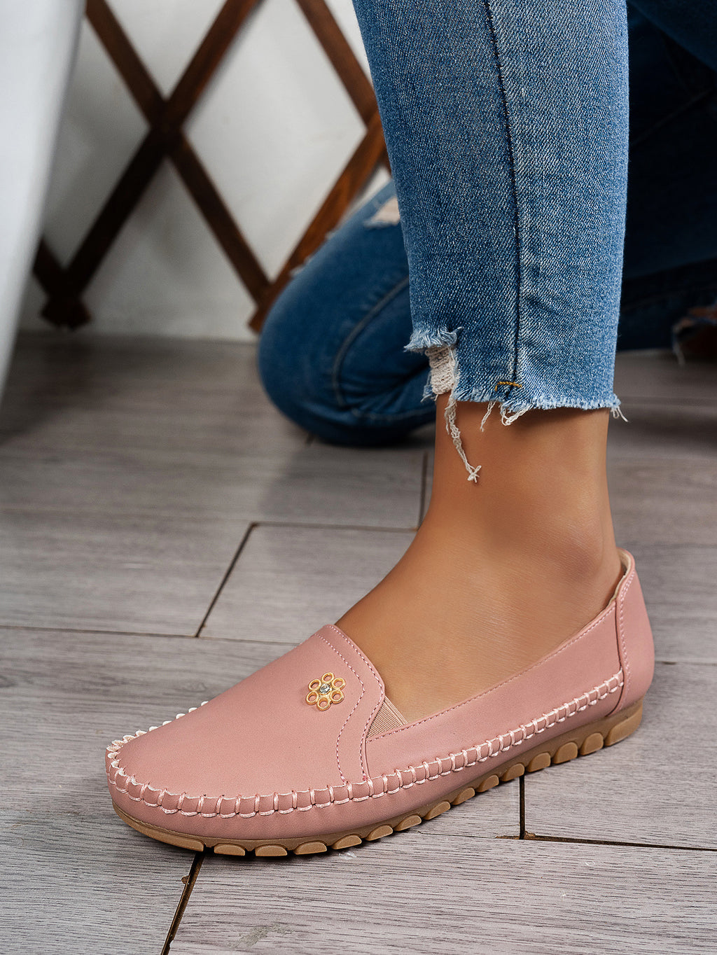 Petal Touch Stitched Loafers