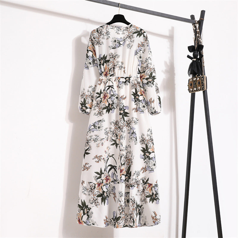 Golden Meadow Floral Midi Dress