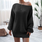 Stay Awhile Off-Shoulder Sweater Dress