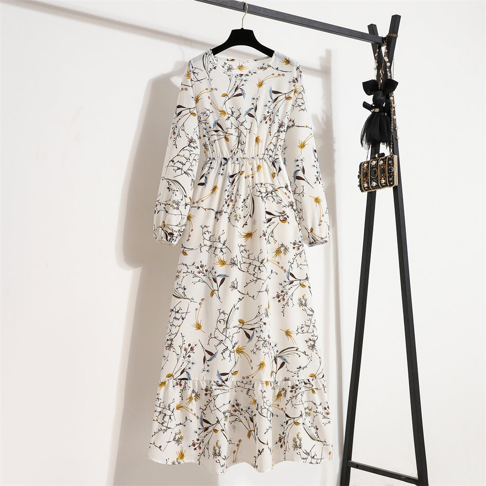Golden Meadow Floral Midi Dress