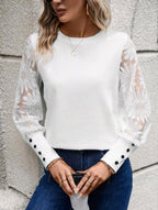 Top gofrado con mangas de encaje Coqueteo