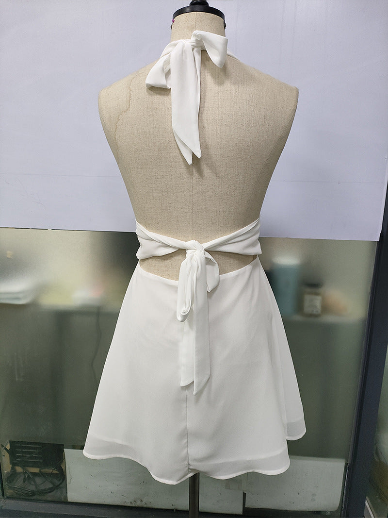 Stolen Glances Plunge Halter Mini Dress