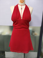 Stolen Glances Plunge Halter Mini Dress