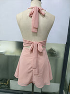 Stolen Glances Plunge Halter Mini Dress