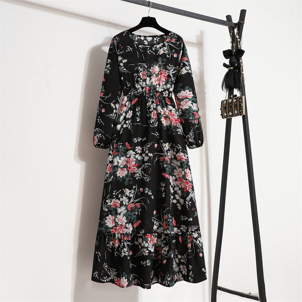 Golden Meadow Floral Midi Dress