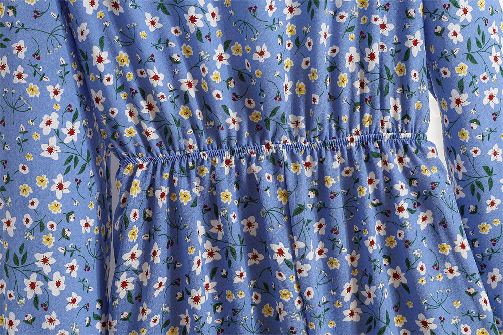 Golden Meadow Floral Midi Dress