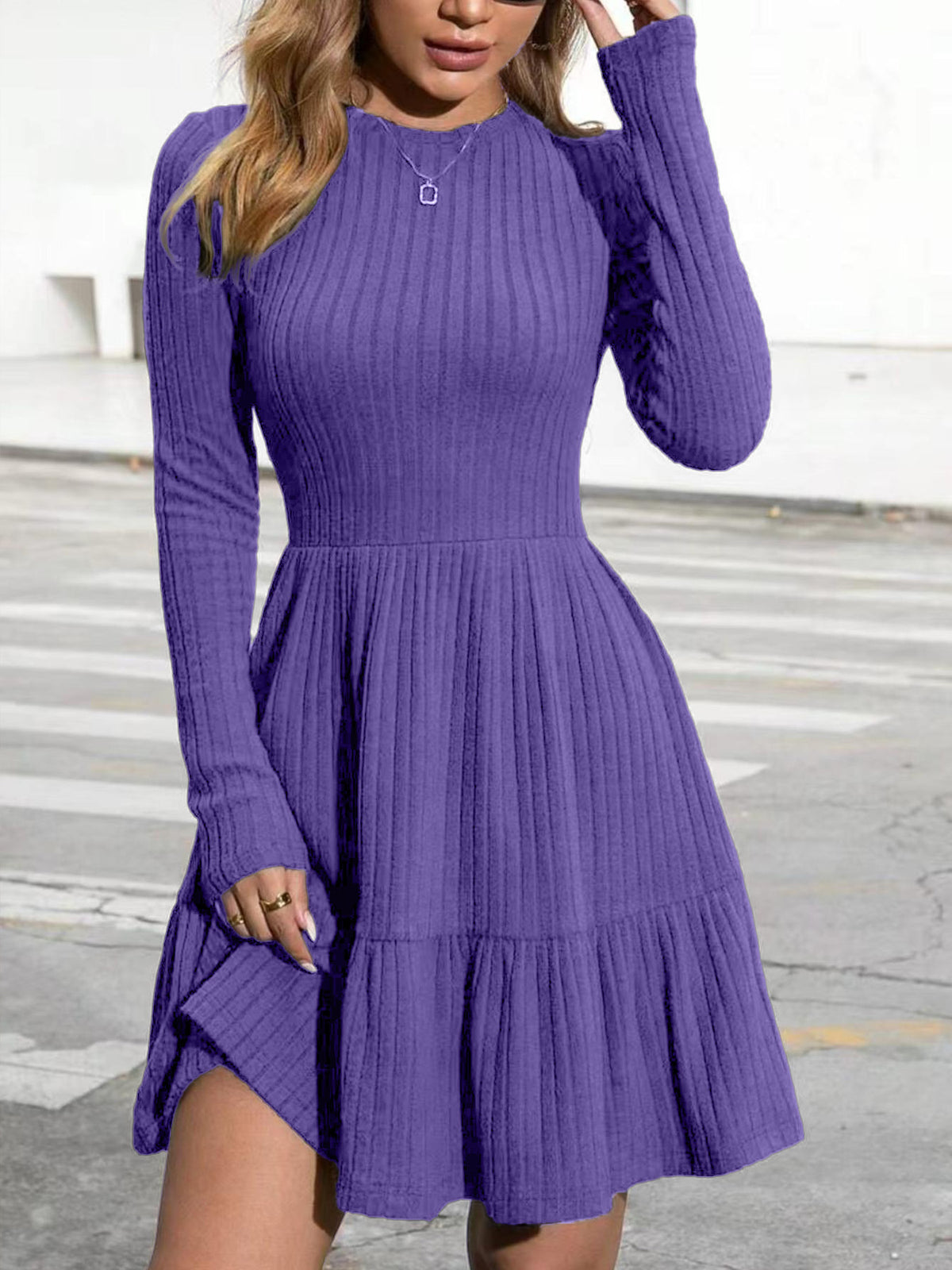 Sweet Temptation Ribbed Skater Dress