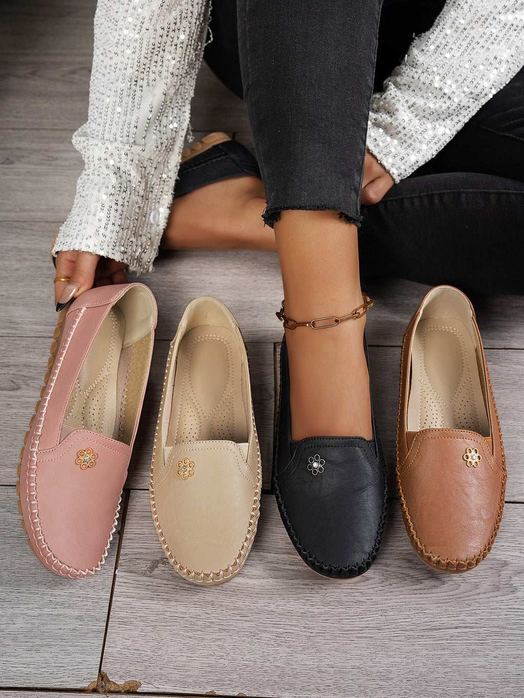 Petal Touch Stitched Loafers