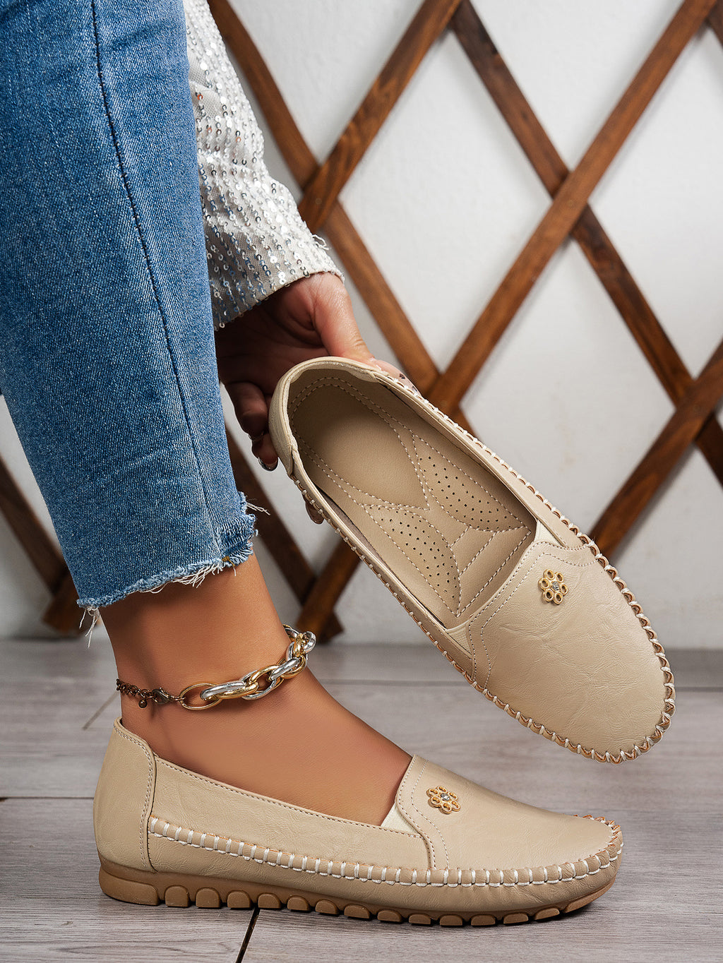 Petal Touch Stitched Loafers
