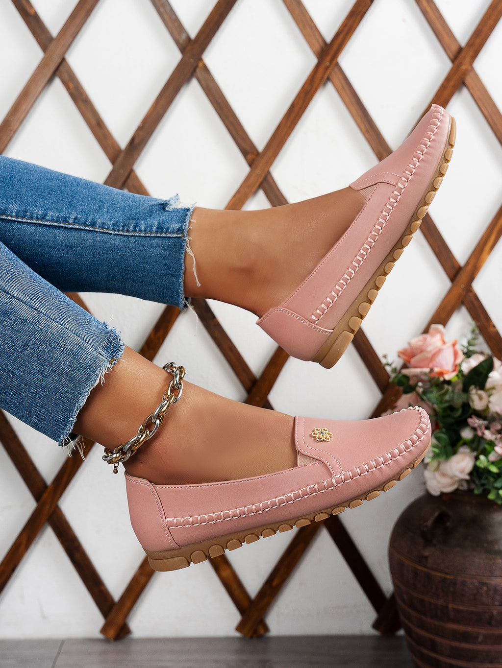 Petal Touch Stitched Loafers