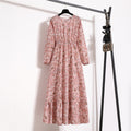 Golden Meadow Floral Midi Dress