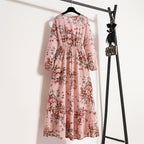 Golden Meadow Floral Midi Dress