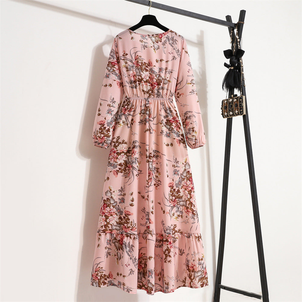Golden Meadow Floral Midi Dress