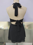 Stolen Glances Plunge Halter Mini Dress