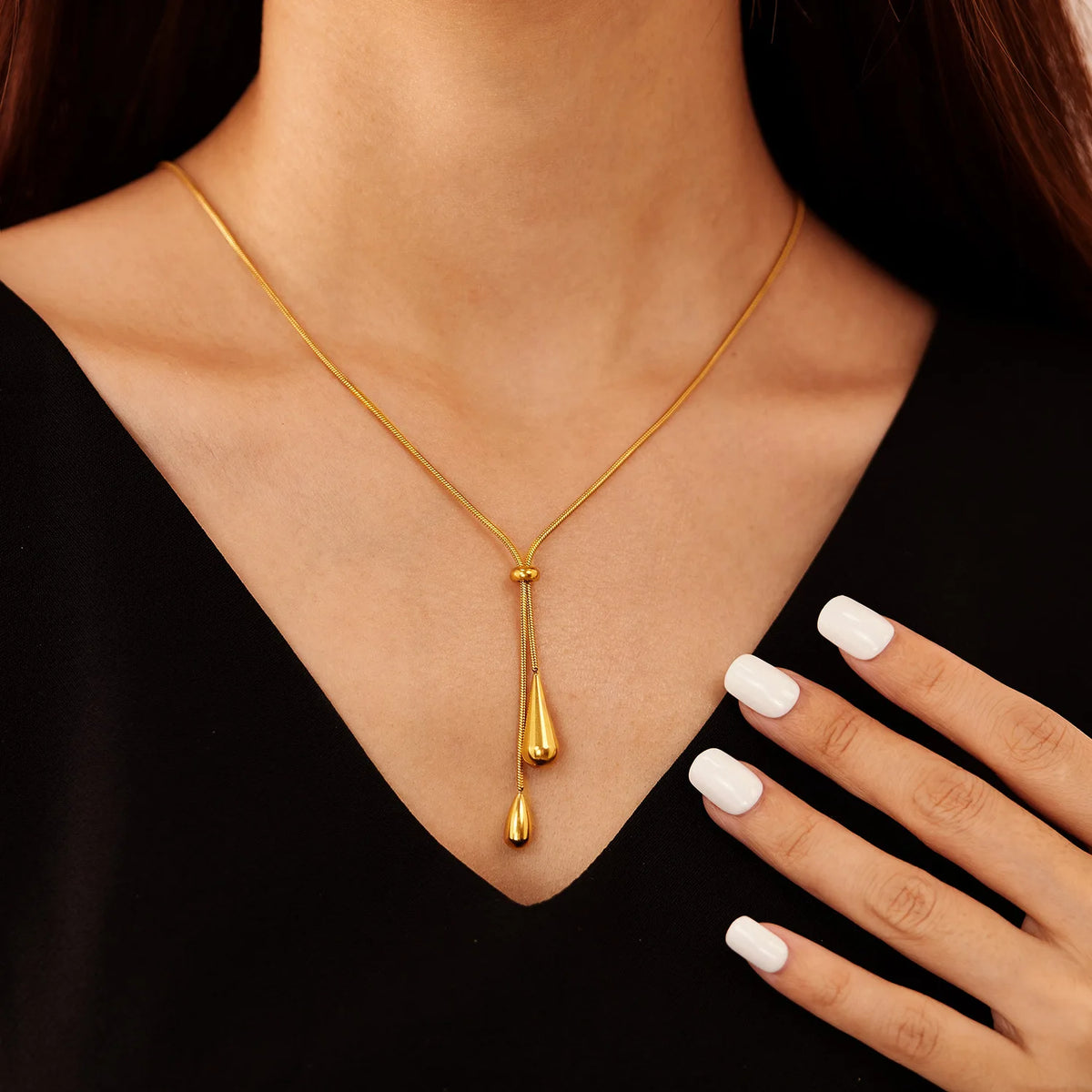 Cascade Teardrop Lariat Necklace